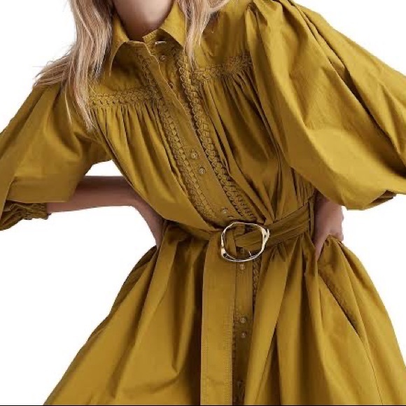 🛑 SOLD 🛑 AJE Casablanca Puff Sleeve Shirt Dress Olive • Size 4 • RRP $495 - Picture 5 of 14